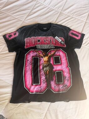 Rockstar Original Oversized Graphic Tee Fields Black/Pink